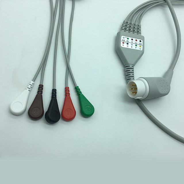 8 Pin Philips Ecg Cable / Clip , Monitor Connector Reusable ECG Lead Wires