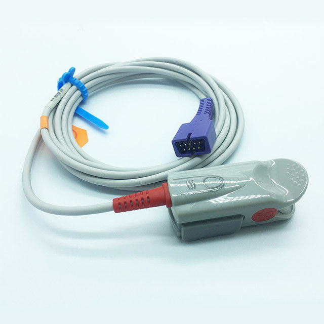 Adult Finger Monitor SPO2 Sensor 3 Meter Nellco Oxima 9 Pin Reusable Gray Color