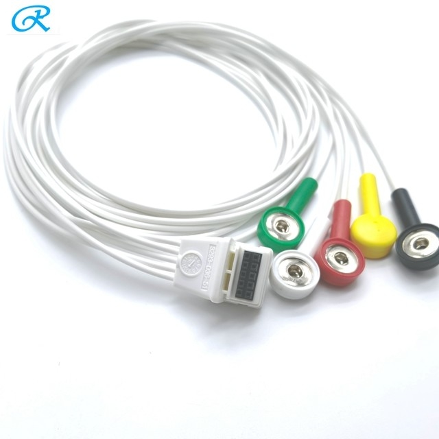 Mortara H3 5 Leads Holter ECG Cable White TPU Jacket 0.9m GB/T18830 Standard