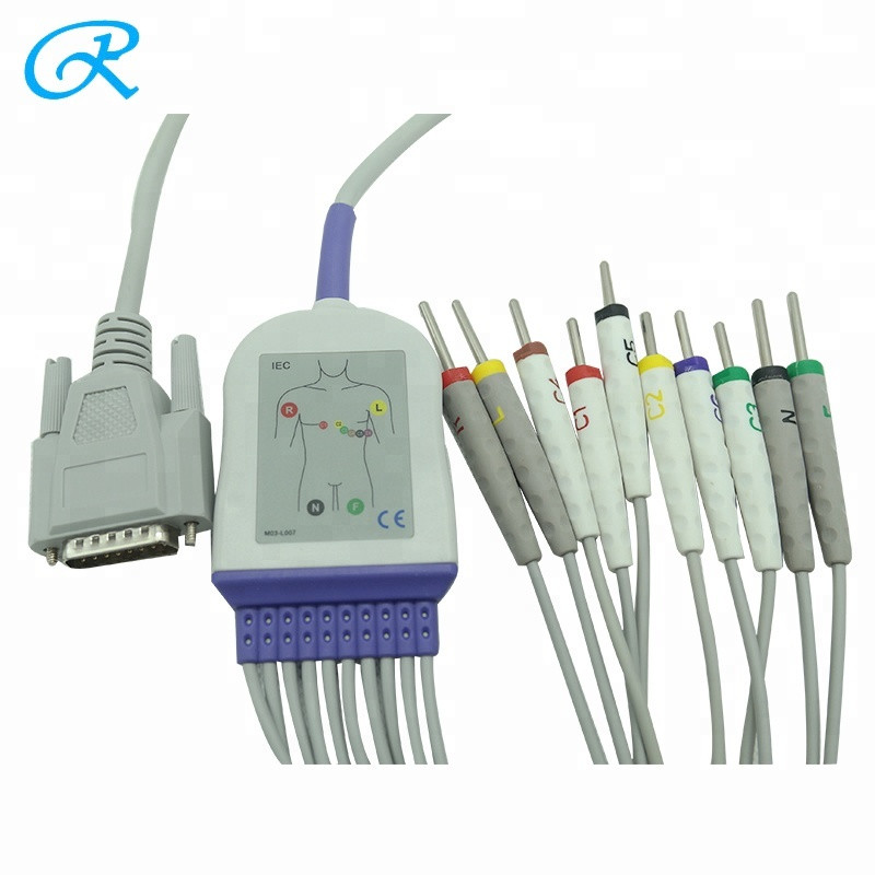 Din 3.0 IEC 15 Pin 10 Lead Nihon Kohden EKG Cables