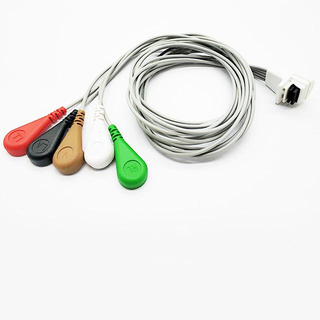 Compatible With Mortara H3+ Holter Recordertelemetry Leadwire 5 Lead Holter Ecg Cable