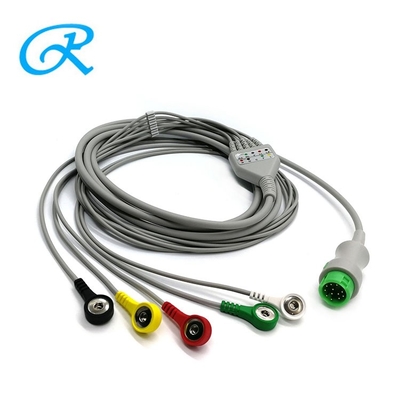 Compatible Nihon Kohden 5 Lead ECG Cable With 12 Pin Input Connector