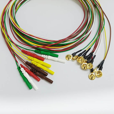 Golden Plated Colorful EEG Cable , DIN 1.5M EEG Cup Electrodes