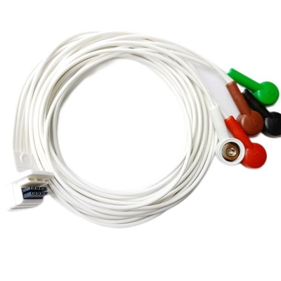 Mortara H3 5 Leads Holter ECG Cable White TPU Jacket 0.9m GB/T18830 Standard
