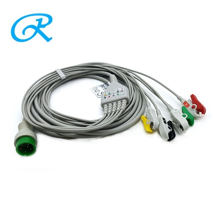 Creative IEC / AHA color Clip 5 Lead ECG Cable For Patient monitor