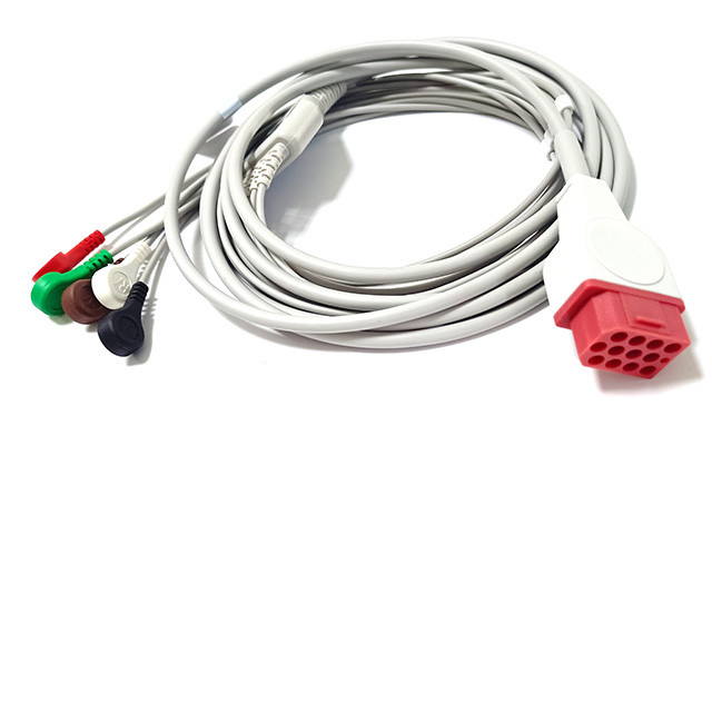 Bionet Compatible Direct Connect ECG Cable Red Connector 12pin Snap Clip Types