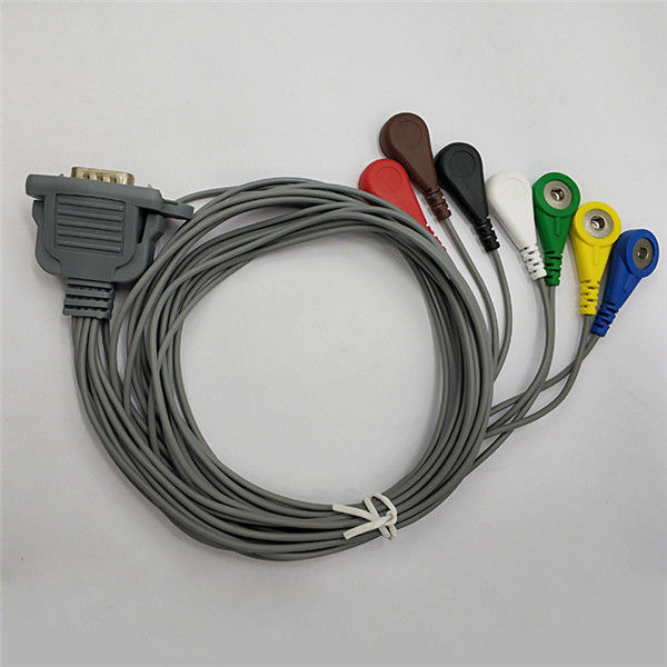 DMS Compatible Holter ECG Cable 7 Leads 15 Pin With Leadwires Snap Durable