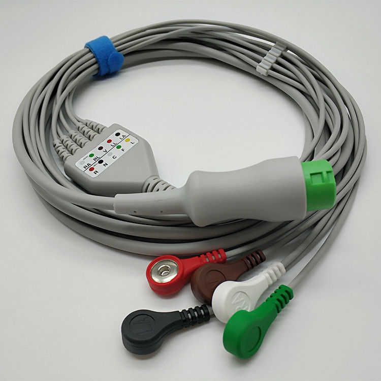 Mindray T5 12 Pin 5 Leads ECG Cables And Leadwires Snap Connector For Hospital