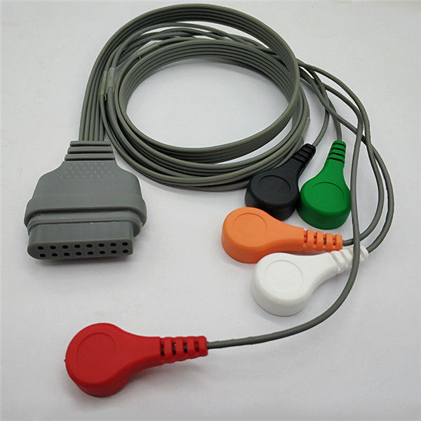 Compatible Edan 80/89cm 16 Pin ECG Lead Cable 5 Lead Reusable For Portable Ekg Machines