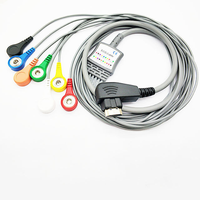 DMS 7 Leads Holter Ecg Cords , HDMI Ecg Cable Connectors Snap Patient Holter Ecg Recorder