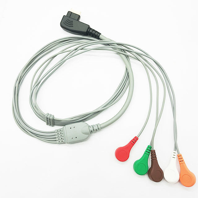 DMS One Piece 5 Leads Wearable Holter Monitor Cable, HDMI Connector Ecg Adapter Clips