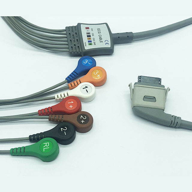 Compatible Biomedical BI9800/BI9000 Holter 7 Leads ECG Cable with Snap/Clip IEC/AHA Type for Patient Monitor