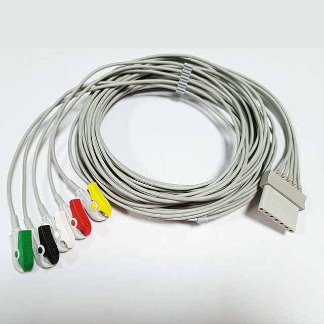2.6mm 5 Leadwires 7PIN Female Connector ECG Cable For Schiller