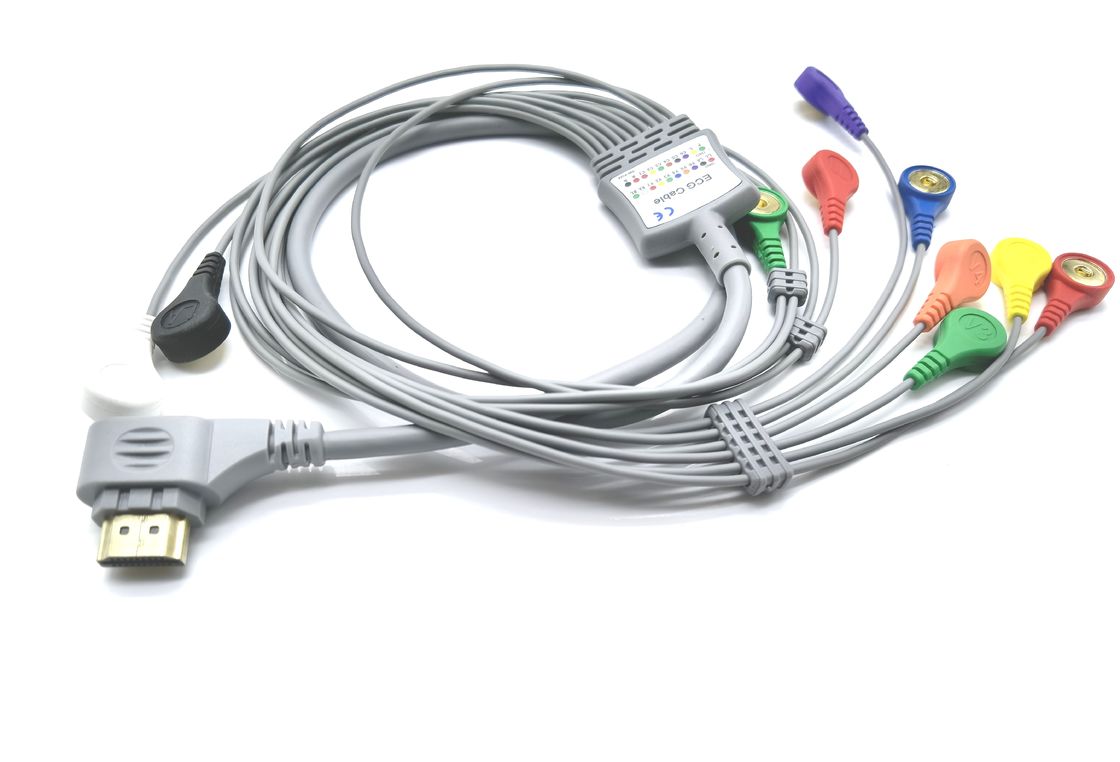 TPU IEC AHA 10 Leads ECG Wires Datawe Mines-S12 HWM-112W for Recorder Monitor