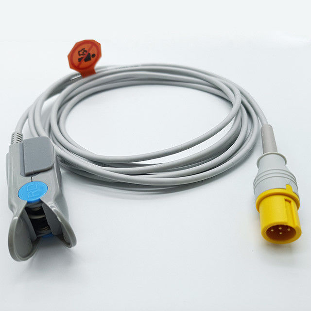 3.0m Cable Adult Finger Clip Monitor Spo2 Sensor 6 PIN No Sterile