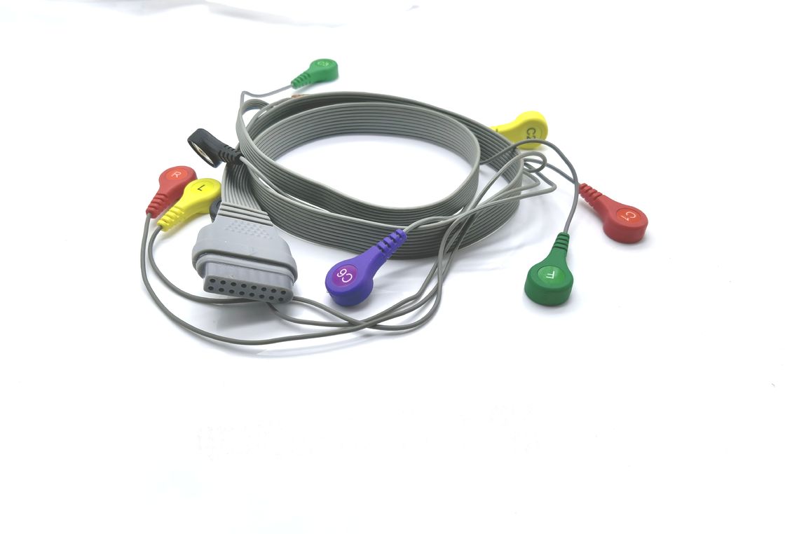 Edan SE-2003&SE-2012 Grey 5 7 10 Leads IEC/AHA Snap/Clip Holter ECG Wires With Snap