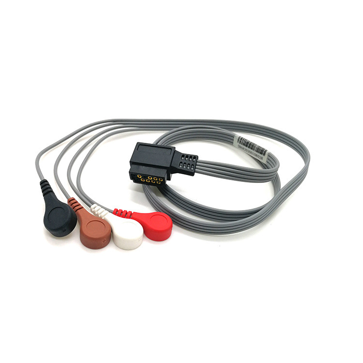 Holter ECG Recorder Cable 4 Lead ECG Snap Connector Complitility With PH