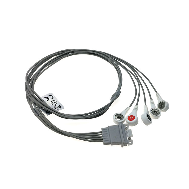 TPU 5 Lead Electrode AHA Holter ECG Cable Gray color For Schille