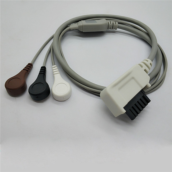 Monitoring Holter ECG Cable DR200 / 300 3 Lead Patient Cable With Snap