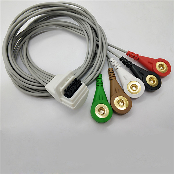 Compatible 10 Pin Holter ECG Cable Snap Trunk 5mm Lead 2mm Mortara H3