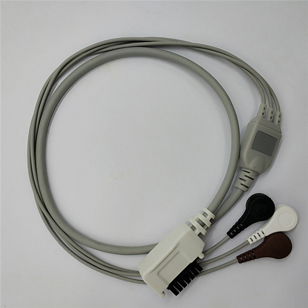 3 Lead Patient Holter ECG Cable With Snap Northeast Monitoring DR200 / 300