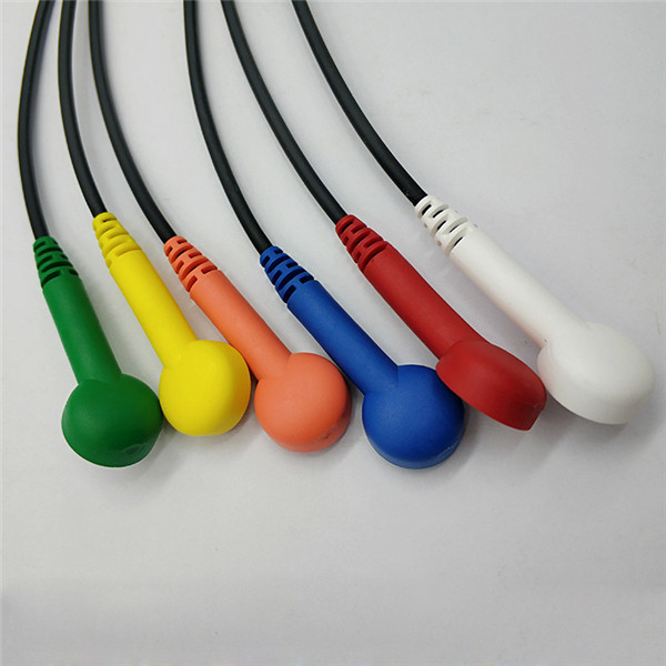 60cm 90cm, 6 Lead black  Holter ECG Cable, Snap,  Schiller MT101 / MT102 Compatible, China Medical