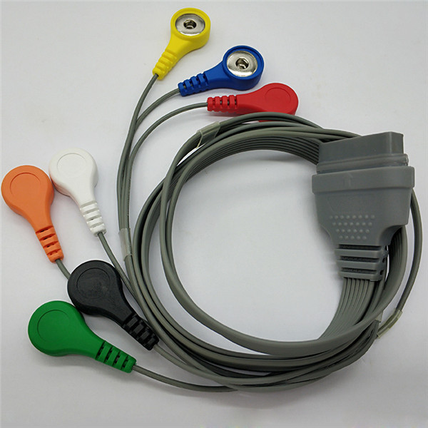 Compatible 7 Lead Snap Holter ECG Cable For Medical Set Edan SE-2003 / SE-2012 for Patient Monitor
