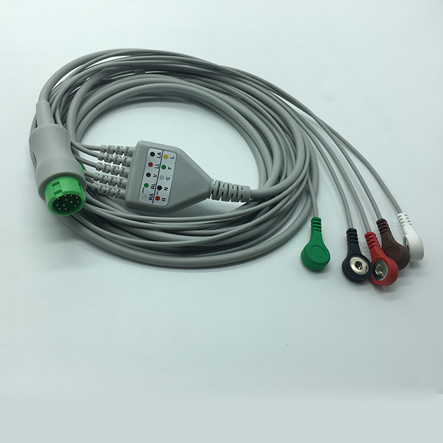 Mindray 5 Lead ECG Cables And Leadwires For ECG Monitor AHA Cable Color Coding