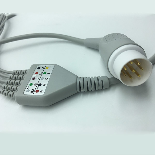 8 Pin PH Ecg Cable / Clip , Monitor Connector Reusable ECG Lead Wires
