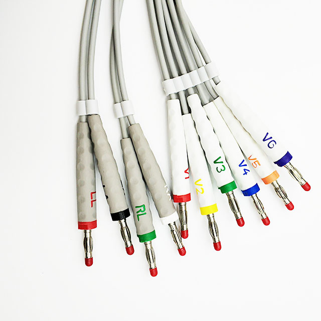 Compatible HP Banana EKG Cables 10 Lead 4.0 AHA Machine Electrocardiograph