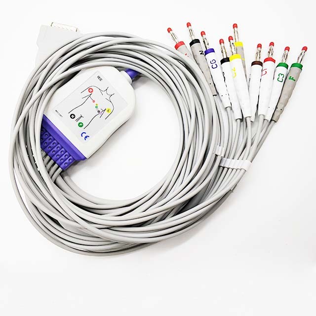 Compatible GE 10 lead EKG machine cable banana IEC 10K resistor 3.6M