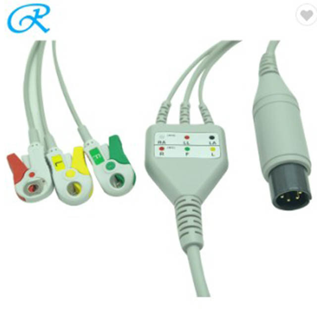 AAMI 6 Pin ECG Lead Wires Direct Connect Compatible 5 Leads With Snap IEC