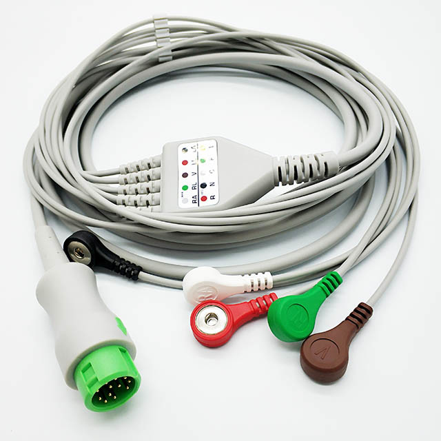 Patient Monitor TPU Snap Connector ECG Electrode Leadwires