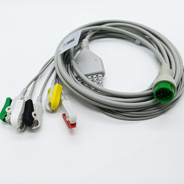 GE Healthcare Vivid 7 11-Pin 5 Lead Grabber ECG Cable - AHA Grabber - Same Day Shipping