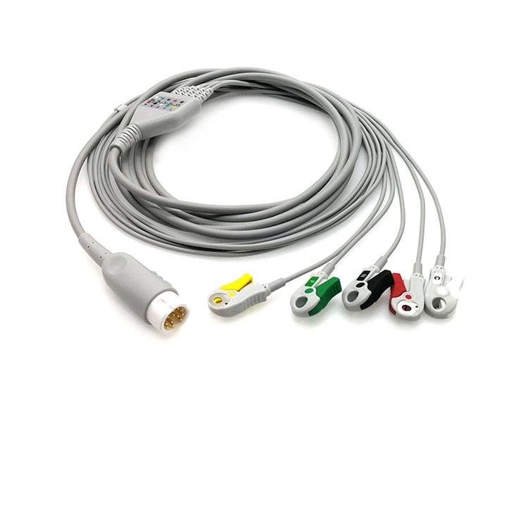 Medical Consumable 12 Pin 5 Lead ECG Cable Compatibility For PH