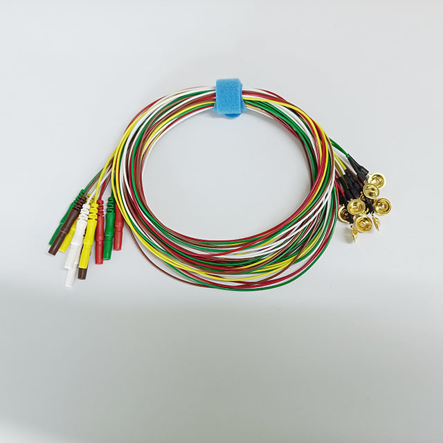 Golden Plated Colorful EEG Cable , DIN 1.5M EEG Cup Electrodes